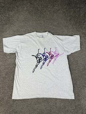 Vintage Capezio Shirt Mens L Gray Dance Graphic Crew Neck Made In USA Tee